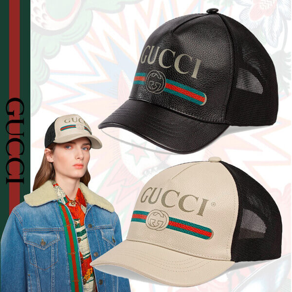 2018-19AW GUCCI キャップ グッチスーパーコピー プリント レザー ベースボールハット 426887 4HD93 9060