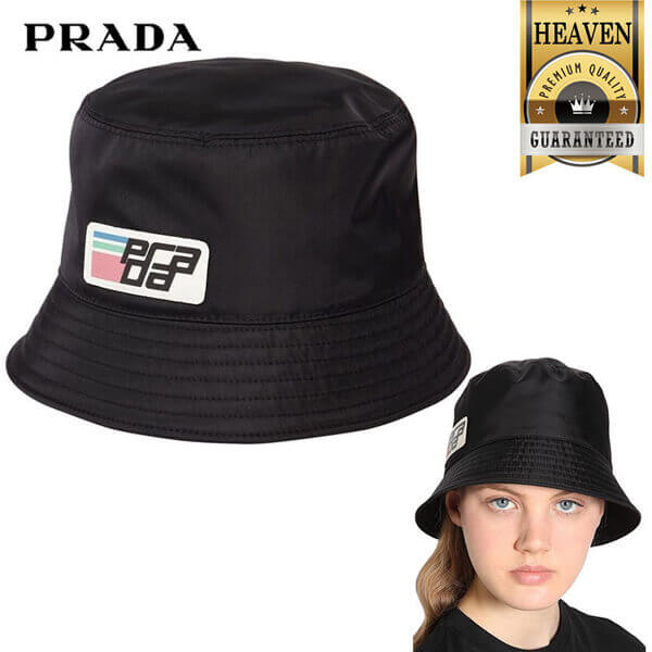 18/19秋冬新作 プラダ キャップスーパーコピーPRADA NYLON BERET SAFFIANO LOGO NYLON BERET_BLACK_68I-GFG018