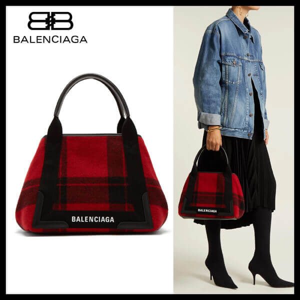 2019新作限定 BALENCIAGA バレンシアガ トートバッグ スーパーコピー チェック チェック ポーチ付 バッグ 3399339UY2N