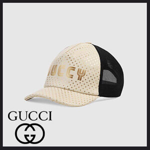 2018新作限定 GUCCY プリント レザー ベースボールハット GUCCI グッチスーパーコ...