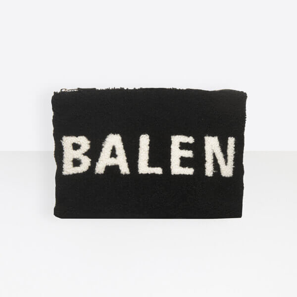 【BALENCIAGA】バレンシアガ*SHEARLING POCHETTE クラッチバッグ ホワイト/ブラック