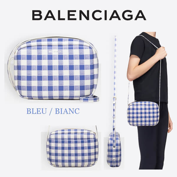 BALENCIAGA チェック柄 バレンシアガ*EVERYDAYギンガム柄カメラバッグS☆489812D6WC