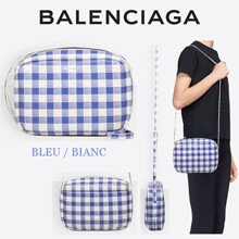 BALENCIAGA チェック柄 バレンシアガ*EVERYDAYギンガム柄カメラバッグS☆489...