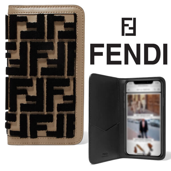 フェンディiPhoneXS ケース コピー FENDI iPhone X iPhone Xsケース ロゴ ベルベット + キャメルレザー ダブルFのモノグラムが