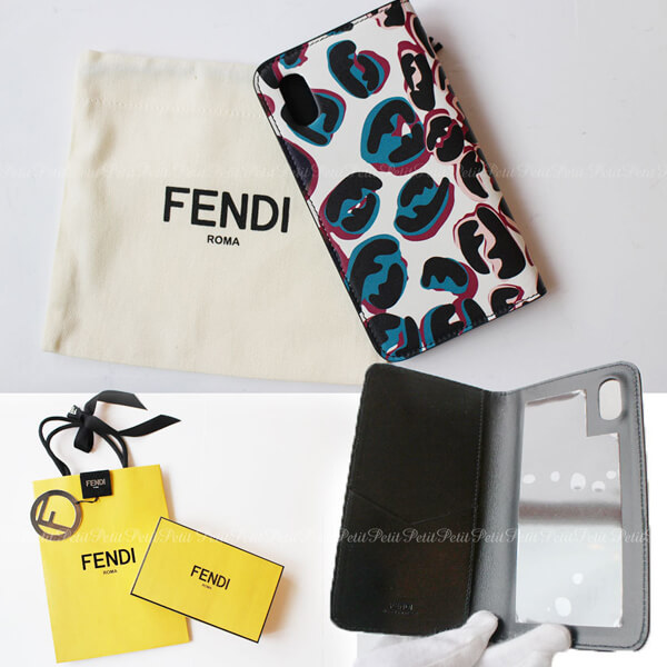 フェンディiPhoneXS ケース コピー FENDI レオパード柄FFマーク 手帳型iPhone X iPhone Xs用ケース