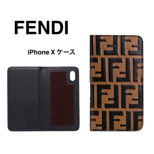 フェンディiPhoneXS ケース コピー FENDI iPhone X iPhone Xsケース フェンディ 二つ折り 手帳型 7AR675A202F0QT1