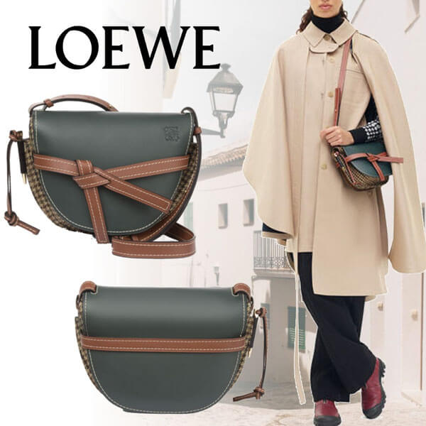 LOEWE ロエベコピーバッグ 【BAZAAR掲載】ツイードスモールバッグ Cypress/Tan