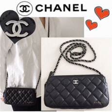 シャネルコピーCHANEL チェーンウォレット ラムスキン ブラック シルバー金具 Cウォレットポーチ