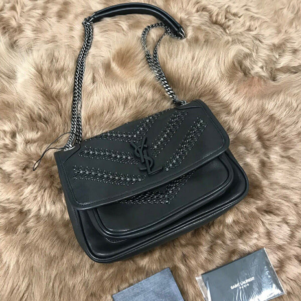 YSL サンローラン ニキ チェーン バッグ ベイビー ヴィンテージレザー ブラック 533037 ショルダースト