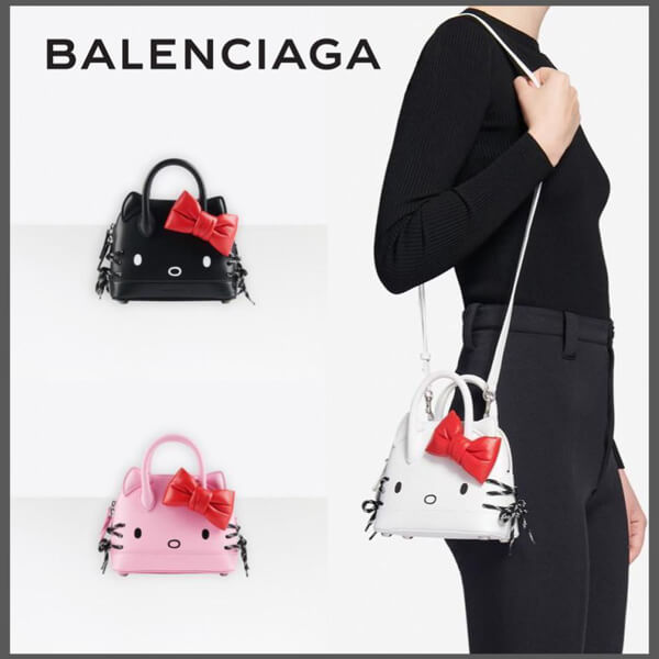 2020新作【BALENCIAGA バレンシアガコピー】XXSハローキティトップハンドルバッグ 6190151CBO31000 black