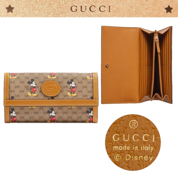 ＜2020年春夏新作海外限定＞DISNEY x GUCCI ディズニー x グッチコピー☆Disneyコラボ コンチネンタルウォレット