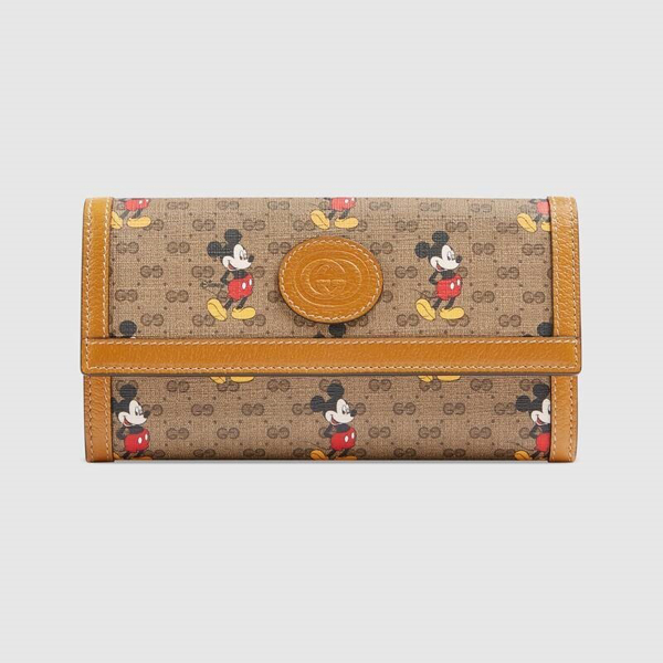 ＜2020年春夏新作海外限定＞DISNEY x GUCCI ディズニー x グッチコピー☆Disneyコラボ コンチネンタルウォレット