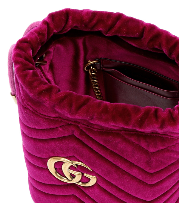 2020最新/限定 バケットに目が釘付け★グッチ偽物【GUCCI】GG Marmont Velvet Bucket Bag