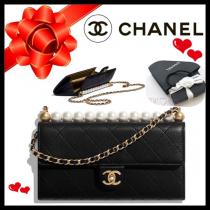 2020日本未発売新作 プレゼントにも可愛い☆CHANEL シャネル偽物☆パール付きチェーンクラッチ