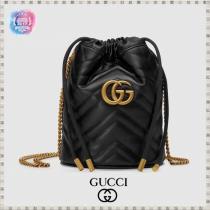 2020新作限定人気 グッチ偽物〔GUCCI GGマーモント〕ミニ バケットバッグ