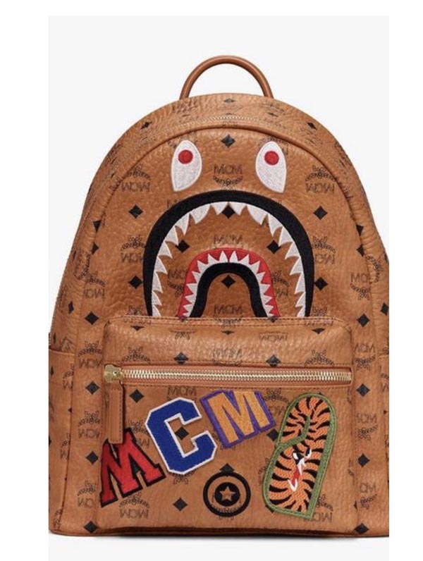 【MCM x Bape】エムシー エムリュック 偽物 限定品☆Shark Stark バックパック