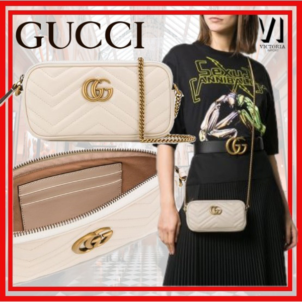 2020年春夏新作【グッチ偽物】GUCCI GGマーモント ミニ チェーンバッグ ホワイト