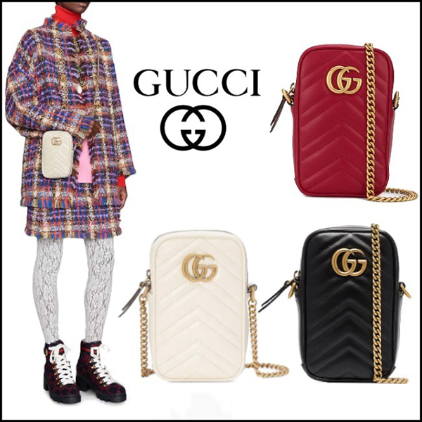 2020年春夏新作 グッチ偽物 GUCCI GGマーモント キルティングレザー ショルダーバッグ