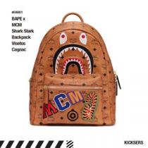 【MCM x Bape】エムシー エムリュック 偽物 限定品☆Shark Stark バックパック