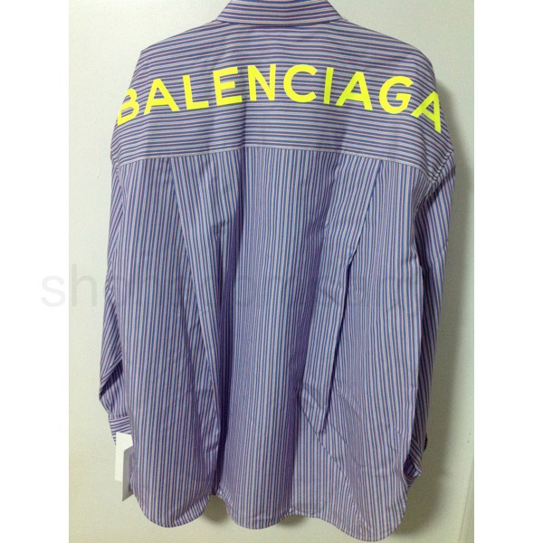 2020新作大人気■BALENCIAGA■スーパーコピーストライプ ロゴ シャツ ブルー20200989