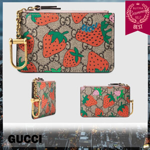 2020最新/限定★GUCCI /グッチストロベリー プリント キー＆コインケース 573841GZRAT8483