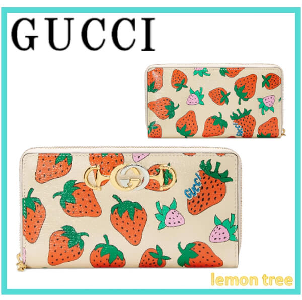 2020最新/限定〔GUCCI グッチ 苺 ズゥミ〕ストロベリー プリント 長財布 レザー 570661 08PAX 9036