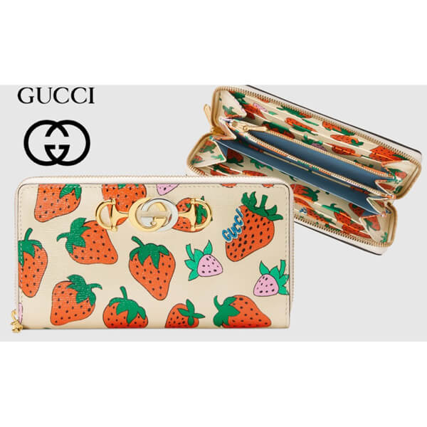 2020最新/限定〔GUCCI グッチ 苺 ズゥミ〕ストロベリー プリント 長財布 レザー 570661 08PAX 9036