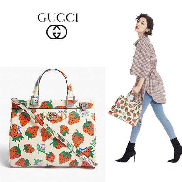 2020最新/限定★GUCCI★Zumi グッチ いちご ミディアム コピー トートバック 56471408NAX9036