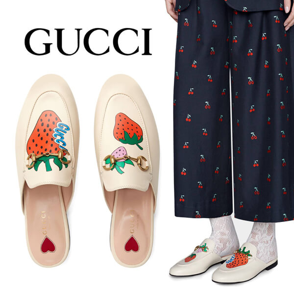 2020新作大人気 GUCCI グッチ いちご パロディ 定番人気プリンスタウン*いちごスリッパ 580082 1GN00 9531