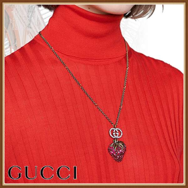 2020日本未発売新作 GUCCI グッチ いちご コピー ストロベリー ペンダント付き ネックレス 583587 I4769 8413