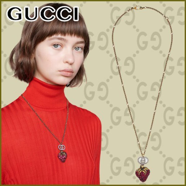 2020日本未発売新作 GUCCI グッチ いちご コピー ストロベリー ペンダント付き ネックレス 583587 I4769 8413