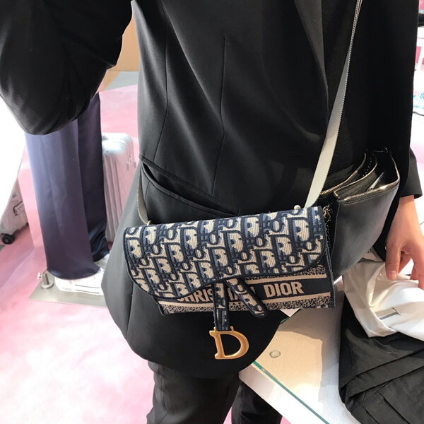 SS Dior 新作 ブルー SADDLE ディオール オブリーク ポシェット S5647CRIW_M928