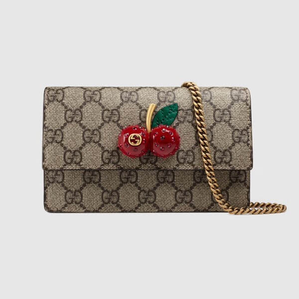 【20SS新作】GUCCI グッチ  コピーグッチ いちご コピー チェリー GGスプリーム キャンバス ミニバッグ 481291 K9GXT 8694