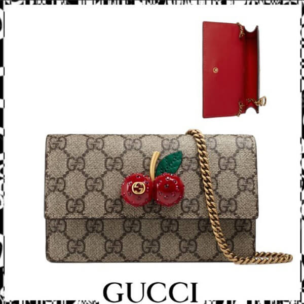 【20SS新作】GUCCI グッチ  コピーグッチ いちご コピー チェリー GGスプリーム キャンバス ミニバッグ 481291 K9GXT 8694