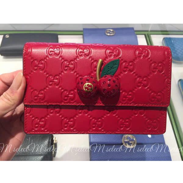 2020新作大人気【GUCCI グッチ チェリー コピー】さくらんぼ レザー ミニチェーン バッグ 481291 0G6ET 6483