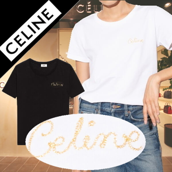 CELINE セリーヌ 偽物 Tシャツ エンブロイダリー コットンジャージー 2カラー 2X351501F.25PQ