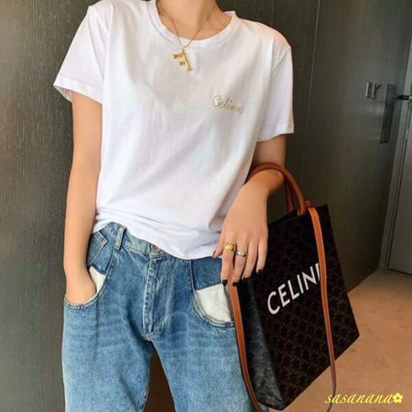 CELINE セリーヌ 偽物 Tシャツ エンブロイダリー コットンジャージー 2カラー 2X351501F.25PQ