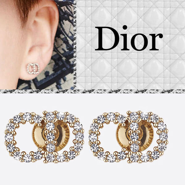 Dior ピアス  コピー キラキラクリスタル「月の光」CDピアス☆Gold, Silver 