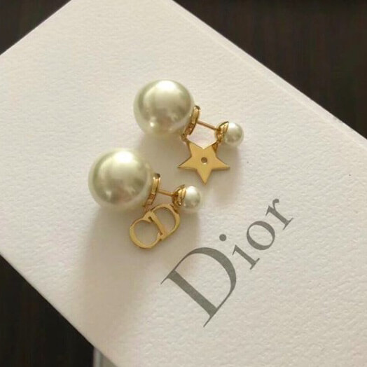 DIOR 偽物 CDロゴ×星×パール ピンクゴールドリング