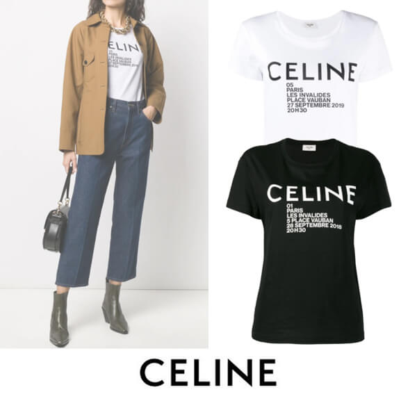 新作 CELINE セリーヌ Tシャツ 偽物 Celine Paris ロゴプリント 2X314864J 01OB