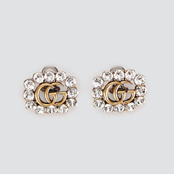 新作 GUCCI イヤリング コピー グッチ  クリスタル ダブルG イヤリング DoubleG earring