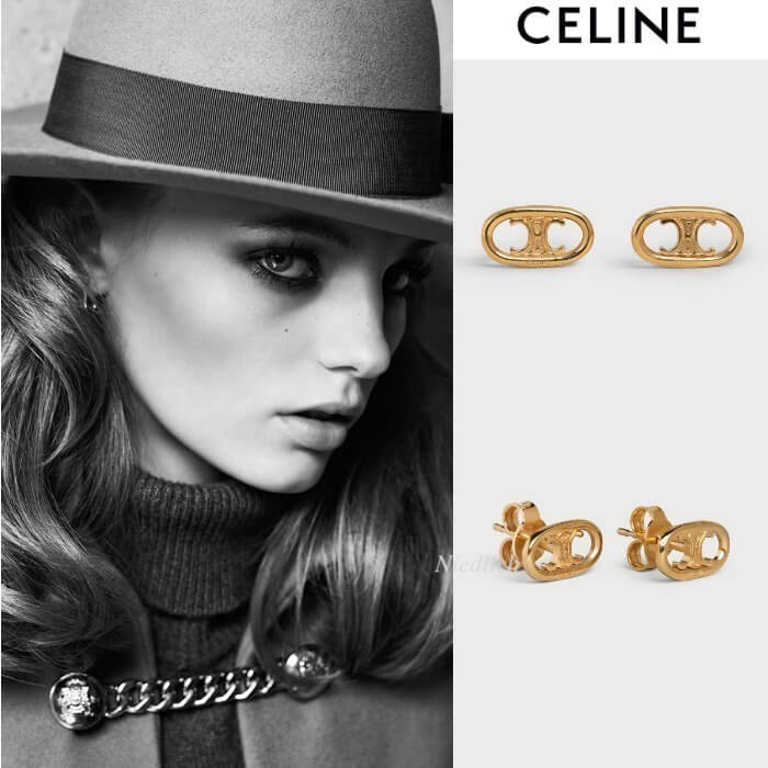 ◆CELINE(セリーヌ)◆ MAILLONS TRIOMPHE STUDS IN BRASS WITH GOLD FINISH イヤリング