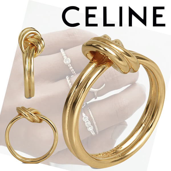 CELINE★エレガント偽物ノット ダブルリング＊＊Gold&Silver 46P456BRA.356OR