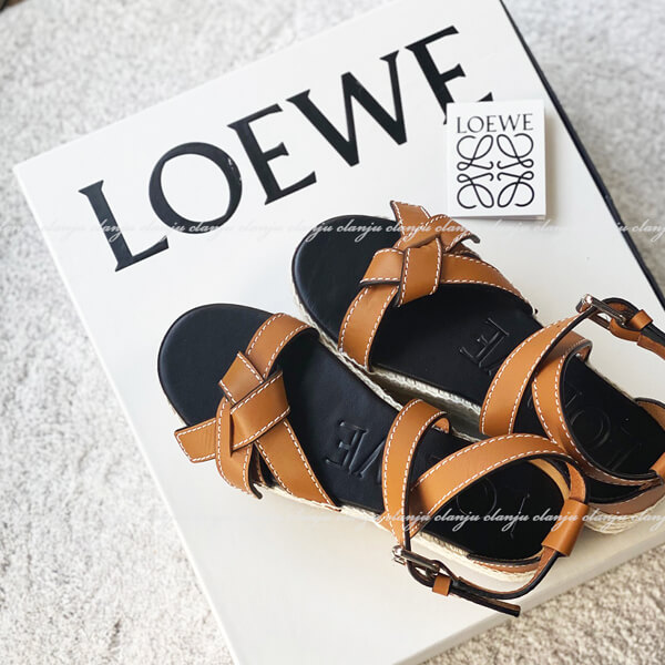 LOEWE Gate ロエベ サンダル 偽物 エスパドリーユプラットフォームウェッジサンダル 2020SSGate Wedge Espadrille453.10.355