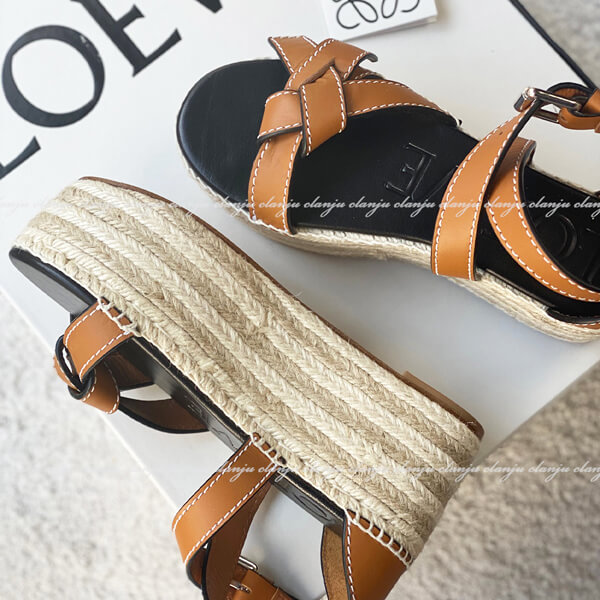 LOEWE Gate ロエベ サンダル 偽物 エスパドリーユプラットフォームウェッジサンダル 2020SSGate Wedge Espadrille453.10.355