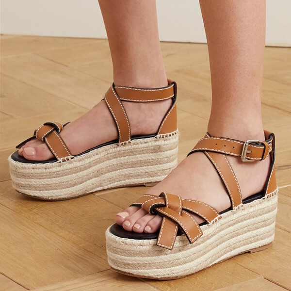 LOEWE Gate ロエベ サンダル 偽物 エスパドリーユプラットフォームウェッジサンダル 2020SSGate Wedge Espadrille453.10.355