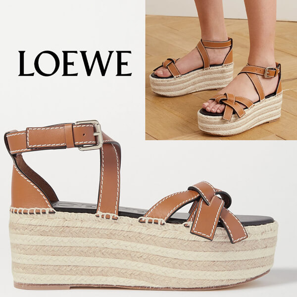 LOEWE Gate ロエベ サンダル 偽物 エスパドリーユプラットフォームウェッジサンダル 2020SSGate Wedge Espadrille453.10.355