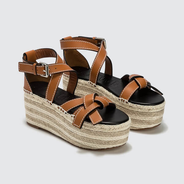 LOEWE Gate ロエベ サンダル 偽物 エスパドリーユプラットフォームウェッジサンダル 2020SSGate Wedge Espadrille453.10.355