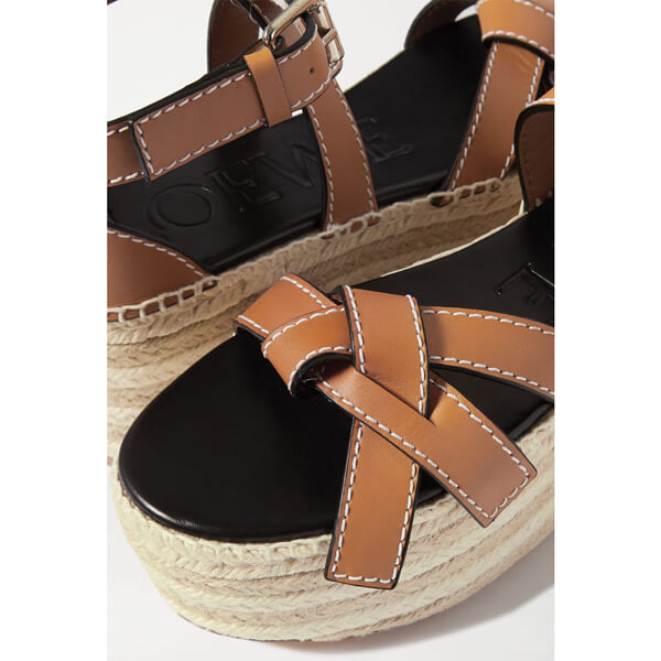 LOEWE Gate ロエベ サンダル 偽物 エスパドリーユプラットフォームウェッジサンダル 2020SSGate Wedge Espadrille453.10.355