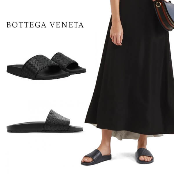 Bottega Veneta ボッテガヴェネタ フラットサンダル 偽物  ブラック610538VBSF09126